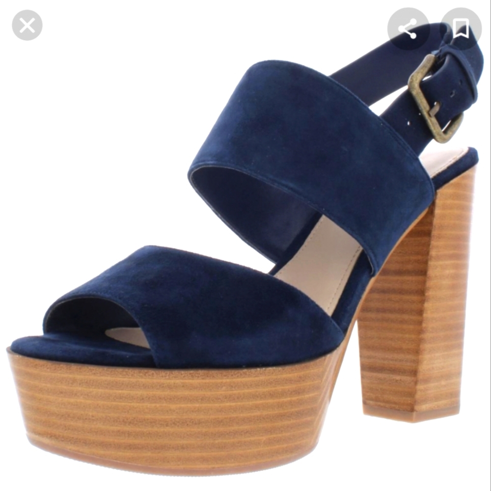 Aldo Maximoa navy blue platform block suede heels